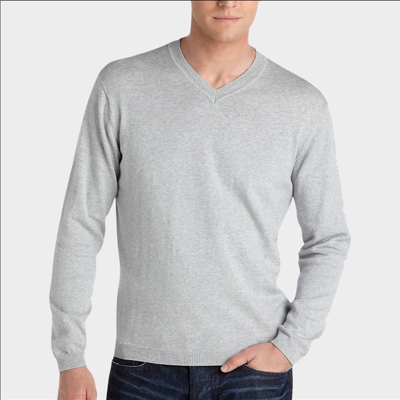Pronto Uomo Heather Gray V-Neck Merino Sweater - Picture 1 of 3